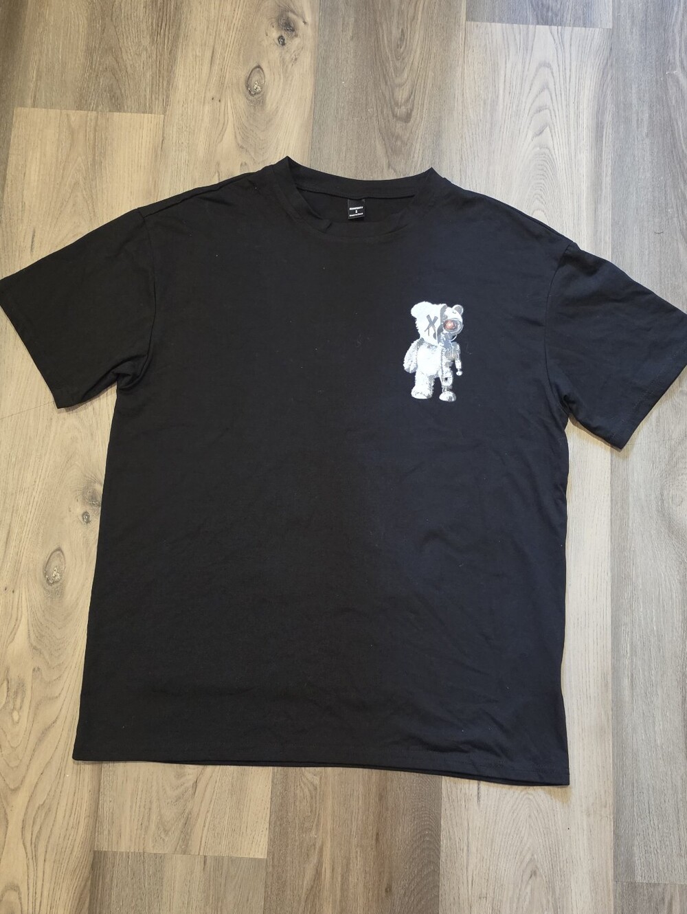 Manfinity Men Cyborg Bear Graphic T-Shirt Black Size S Learn to Live